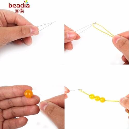 2018 New Arrival 5 pcs/bag Curved Beading Needles Threading Cord Easily Making For DIY Jewelry Boring Silver Color