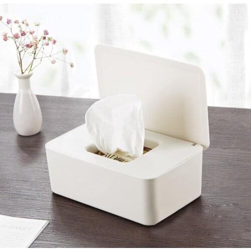 Solid Color Rectangular Napkin Storage Box Tissue Dispenser for Bathroom Kitchen and Office (Black / White / Pink / Gray)