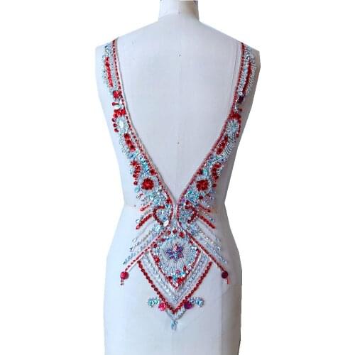 GLACE 1piece New 100% handmade multicolor rhinestone decals DIY Supplies beaded sequins decals wedding dress TX476