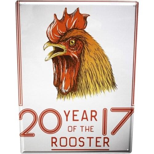 Bird Year of The Cock 2017 Poster Funny Sign Tin Art Wall Decor Vintage Aluminum Retro Metal Tin Sign Painting Signs 20x30cm