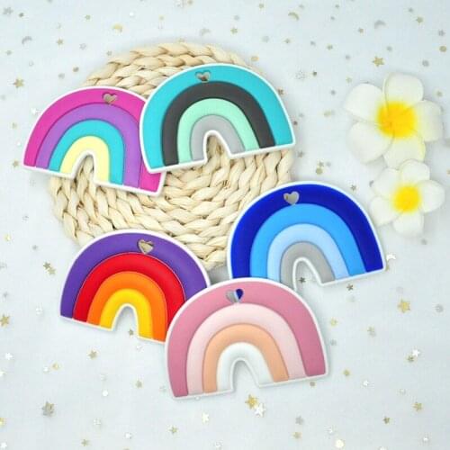 Food Grade Silicone Baby Rainbow Teether DIY Pacifier Chain BPA Free Newborn Teething Necklace Accessories Toy Teeth Care Items