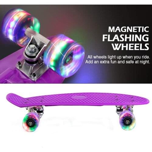 22inch Fish Board Mini Cruiser Skateboard Children Scooter Longboard Skate Boards Retro Penny Board Flashing Wheel Truck Bearing