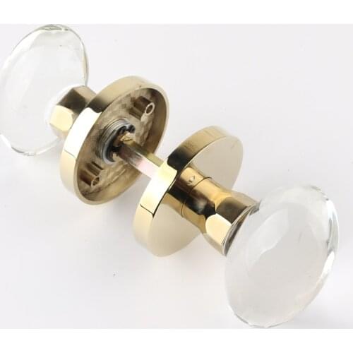 Modern fashion high quality transparent oval crystal bathroom solid wooden door lock gold silver copper single tougue lock