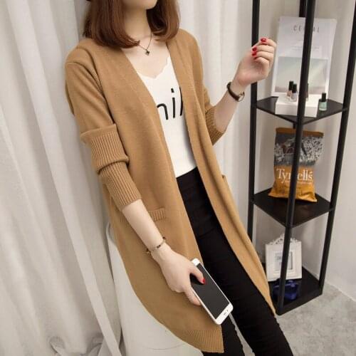 Harajuku Girls Sweater Long Korean 2019 New Autumn And Winter A Loose Office Thick Long Cardigan All-Match Thickening DD2355