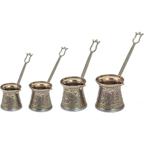 Turkish Coffee Pot Moka Pot Espresso Maker For Induction Stove Camping Coffee Pot Greek Arabic Coffee Warmer Cezve Brass Handle