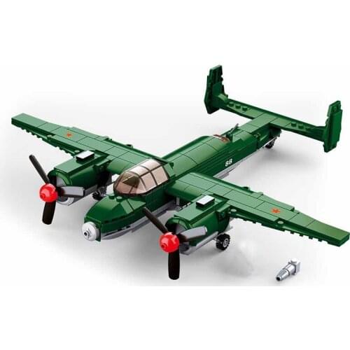 Military series World War II Russia Tupolev Tu-2 Bomber soldier weapon DIY Model Building Blocks Toys Gifts
