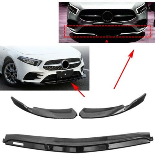 Car Front Bumper Protector Lip Spoiler Kit Guard Trim For Mercedes Benz W177 A-Class A220 2019 ABS Plastic Carbon Fiber Style