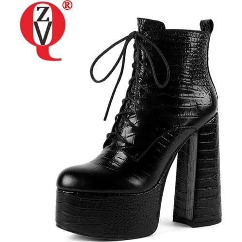 ZVQ Women winter New Style Genuine Leather Leisure short boots Fashion Thick bottom Concise Comfortable Solid color Round Toe