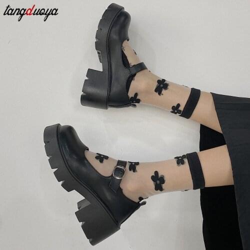 Small leather shoes women 2021 spring models Mary Jane shoes womens Japanese high heels retro platform shoes women
