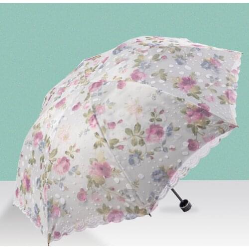 Kocotree 2021 New Arrival Lace Rain Sun Umbrella Women Fashion Arched Princess Umbrellas Female Parasol Creative Gift Parasol