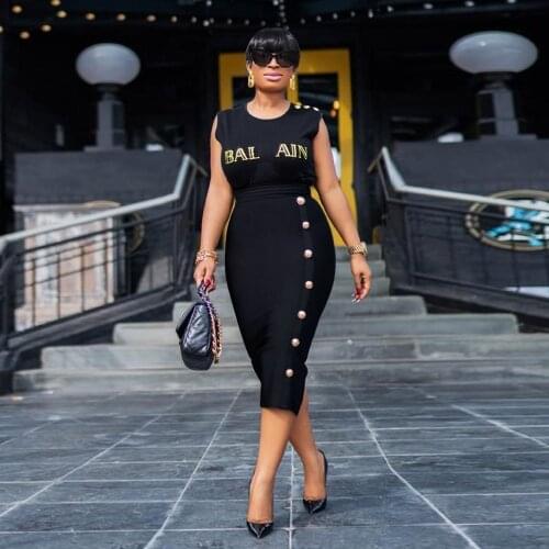 PING ZHAO Women Dress Letter Sleeveless Bandage Strechy Bodycon Dresses Sexy Night Club Vestidos Summer Outfits 2021