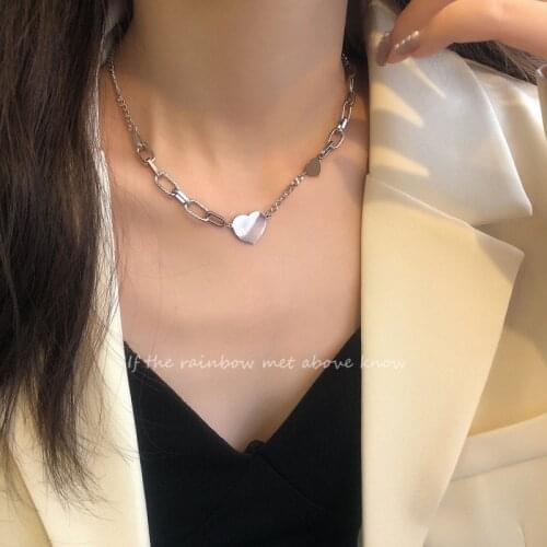 Vintage Statement Stainless Steel Chain Necklace For Women Punk Cuban Link Chain Heart Choker Pendant Jewelry 2021 Free Shipping