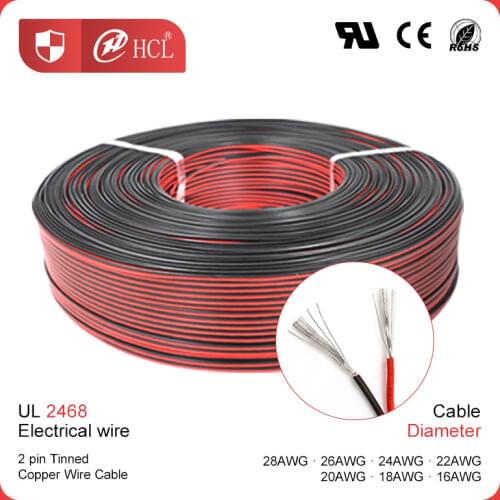 Safe and Harmless 2 Pin Electrical Automotive Wires Tinned Copper PVC Insulated Red Black LED Strip Speaker Cable Solar Panel