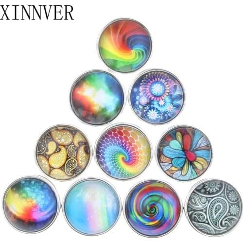10pcs/lot Mixed Colors Exotic 18mm Glass Snap Button Jewelry Faceted Glass Snap Fit Snap Bracelet Xinnver Snaps jewelry ZB704