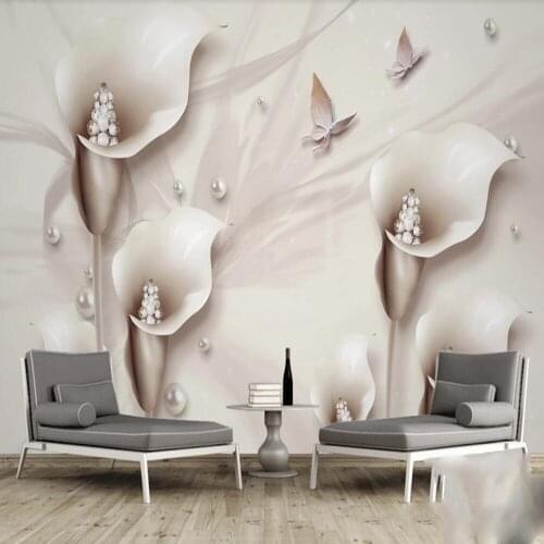 Milofi Custom 3D Wallpaper Mural Simple Three-dimensional Calla Jewelry Background Wall Decoration Painting Wallpaper
