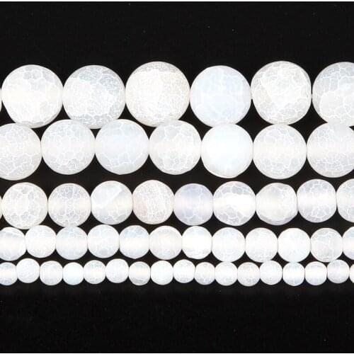 4-12mm Natural Stone Bead Loose Round Frosted White Weathered Stone Bead For Jewelry Making DIY Charm Bracelet Necklace Handmade