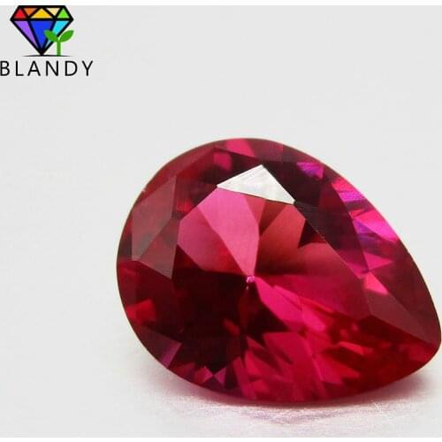 5# Red Stone 3x5~13x18mm Pear Cut Red Gems Synthetic Corudum Stone For Jewelry Free Shipping
