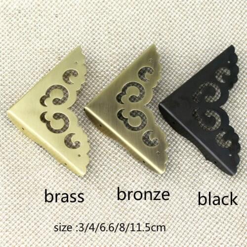 Antique Copper Clad Corner Brass Corners Cover Chinses Furniture Wooden Case Edge Protection Jewelry Gift Box Corner Feet 11.5CM