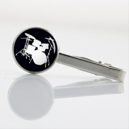 Drum set Art Picture musical instrument Tie Clips Exquisite vintage Drum Kit tie pin Novelty Interesting Letter Tie Clips T369