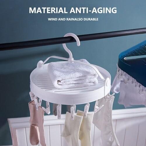 Household Circular Folding Drying Rack Multi-function Wardrobe Space-saving Stack Hanger Plastic Closet Stack Hanger Rack