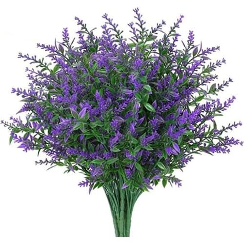 8pcs Artificial Flower Plastic Lavender Fake Plant Wedding Home Garden Decoration Bridal Bouquet Photography Props Products
