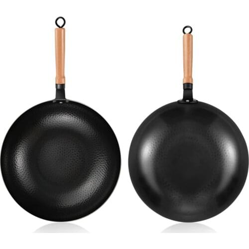 Chinese Iron Pot Household Traditional Handmade Iron Wok induction cooker Uncoated Non stick Wok Cookware cooking wok pan pot