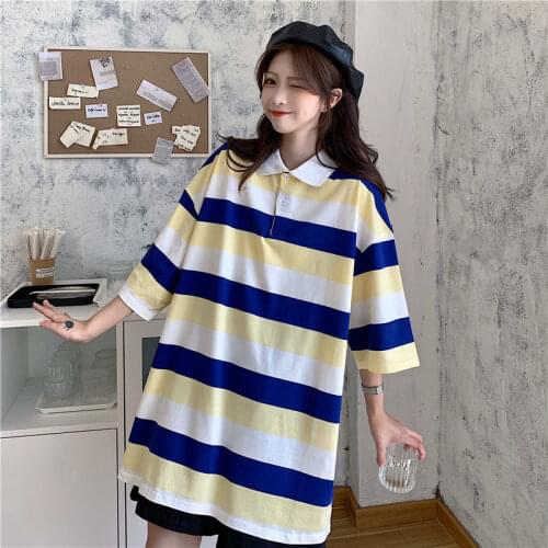Summer New Five-Point Sleeve Stripe Mens T-Shirt Harajuku Neutral Style Casual O-Neck Clothes All-Match Pullover Loose T-Shirt