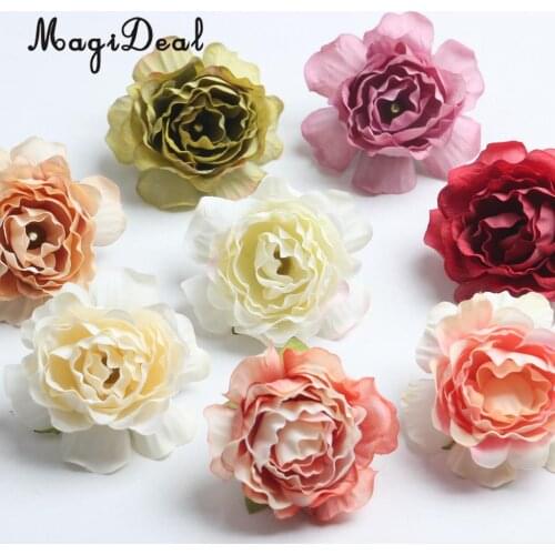 MagiDeal 10pcs Artificial Silk Peony Flower Head for Wedding Decoration Party Supplies