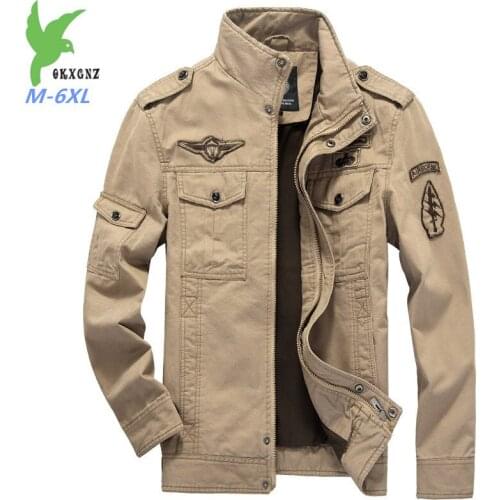 Fashion Large size M-6XL Mens Jacket Cotton Military Jacket Male Standing collar zipper Casual Casual Tops Thin Coats Outerwear