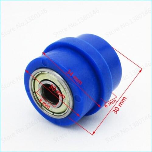 Motorcycle Blue ID 8mm Chain Guide Roller Pulley Tensioner For Pit Dirt Motor Bike Motocross ATV Quad 4 Wheeler Go Kart