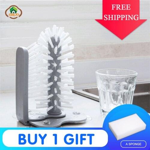 MSJO Cleaning Brush Cup Bottles Sink Kitchen Accessories Water Scrubber Wine Suction Cleaning Cup Brush Drop Ship Glass Cleaner