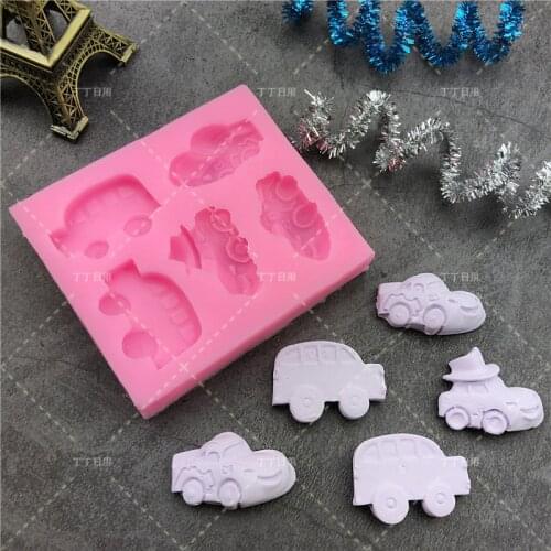 Cartoon Car silicone molds for cake decorating chocolate fondant children toy mould resin polymer clay tools