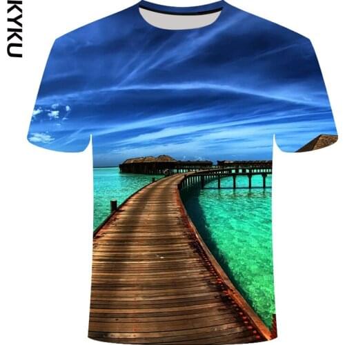 KYKU American men/women 3DT shirt summer fashion printing color block 3D short sleeve shirt round neck hip hop shirt