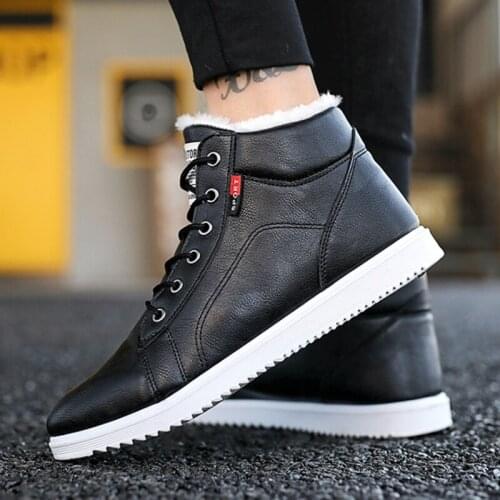 Mens boots 2020 winter new mens casual high-top cotton shoes male student shoes waterproof non-slip warm snow boots mens shoe