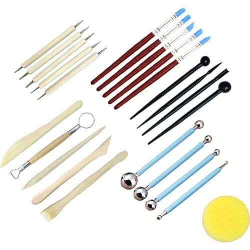 24 sets of clay plastic pottery tools combination DIY clay modeling clay mud clay mud sculpture student tools office supplies