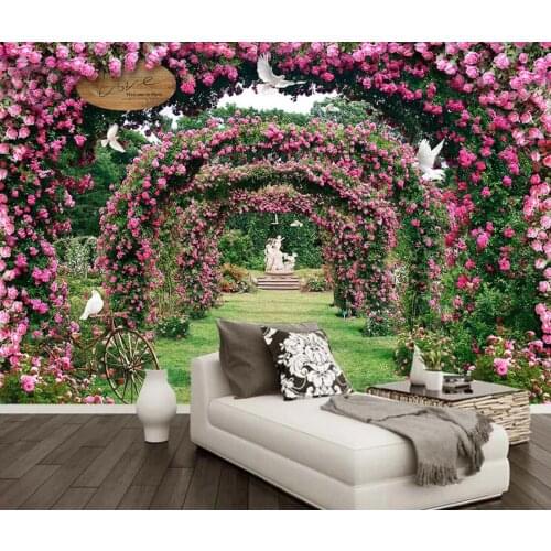 3D Wall Mural Wallpaper Rose Background Wall Decor Living Room Bedroom TV Background Wallcovering for Walls 3 D Flower Murals