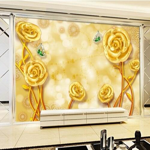 Custom mural Golden rose relief flower jewelry mural background wall TV backdrop stereo wallpaper custom mural