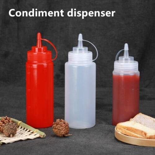 Empty plastic Refillable bottle condiment dispenser with Twist On Cap for Oil Salad ketchup container BPA Free
