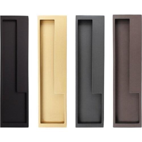 Zinc Alloy Cabinet Handles Hidden Furniture handle Invisible Drawer Pulls Gold Black Gray Door handles