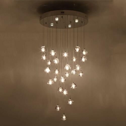 Crystal Glass Pendant Lamp Ceiling Light Living Room Chandelier Stair Decor Lighting LED Suspension Lamps PA0324