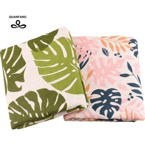 QUANFANG leaves Series ,Cotton Linen Fabric For Sewing DIY Quilting,Sofa,Table,Clothes,Curtain,Cushion Hold Pillow Case,50x150cm