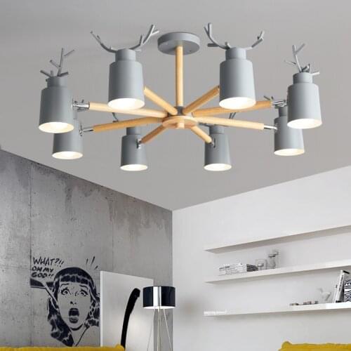 Nordic antlers living room simple and creative personality bedroom study childrens room dining room wooden ceiling lamp MJ1113