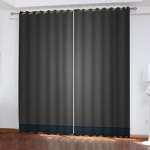 Modern Home Decoration Curtain pure black Customized 3D Blackout Curtains Living Room Bedroom Hotel Window