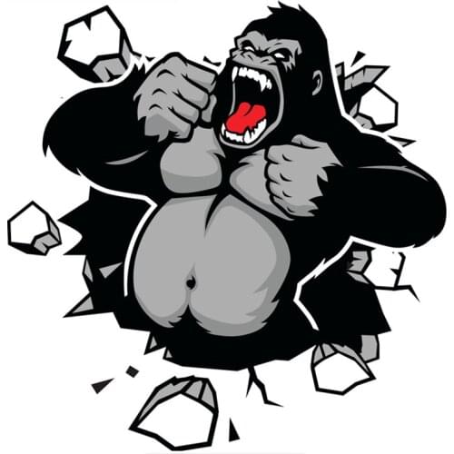 SZWL Angry Gorilla Breaking The Wall Car Sticker Funny Colorful Car Stickers Waterproof Auto Automobile Decals Vinyl,14cm*14cm