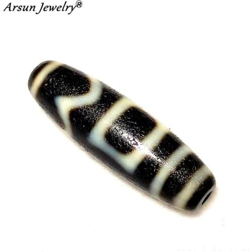 Tibet 4 symbol pattern DZI Beads 11*37mm Old oily weathered agate beads Men&women jewelry DIY Free Shipping