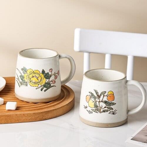 Vintage Coffee Mug Unique Japanese Retro Style Ceramic Cups 450ml Tea Mugs Breakfast Milk Cup Creative Gift For Friends