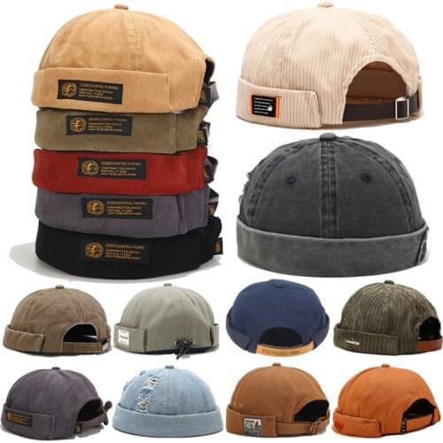 Brimless Hat Vintage Docker Cap Cotton Retro Adjustable Literary Landlord Sailor Cap Women Hip Hop Retro Sailor Hat Beanie Hats