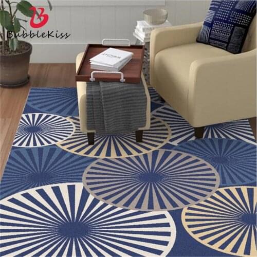 Bubble Kiss European Style Blue Circle Pattern Thicken Area Rugs Customized Crystal Velvet Carpet for Bedroom Hot Sale Floor Mat