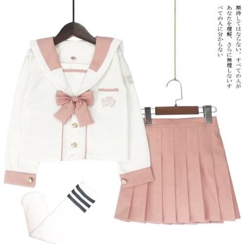 Girls' Japanese JK Uniform Set 2021 Long and Short Sleeve Childrens Sailor Suit College Class Clothes Baby Pleated Skirt Sets