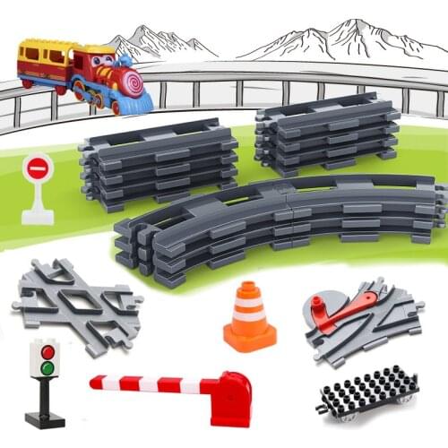 Railway Transport Assemble Big Building Blocks Track Set Compatible Duploes Train Bricks Home Interactive Toys For Children Gift